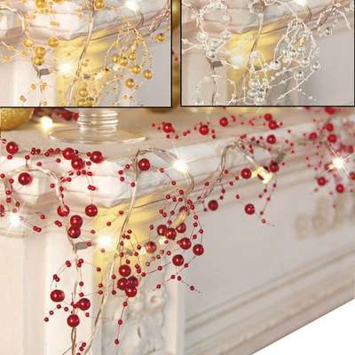 Decorative Pearl lamp string battery room beads Christmas holiday decorative lights 2.5m battery LED lamp string