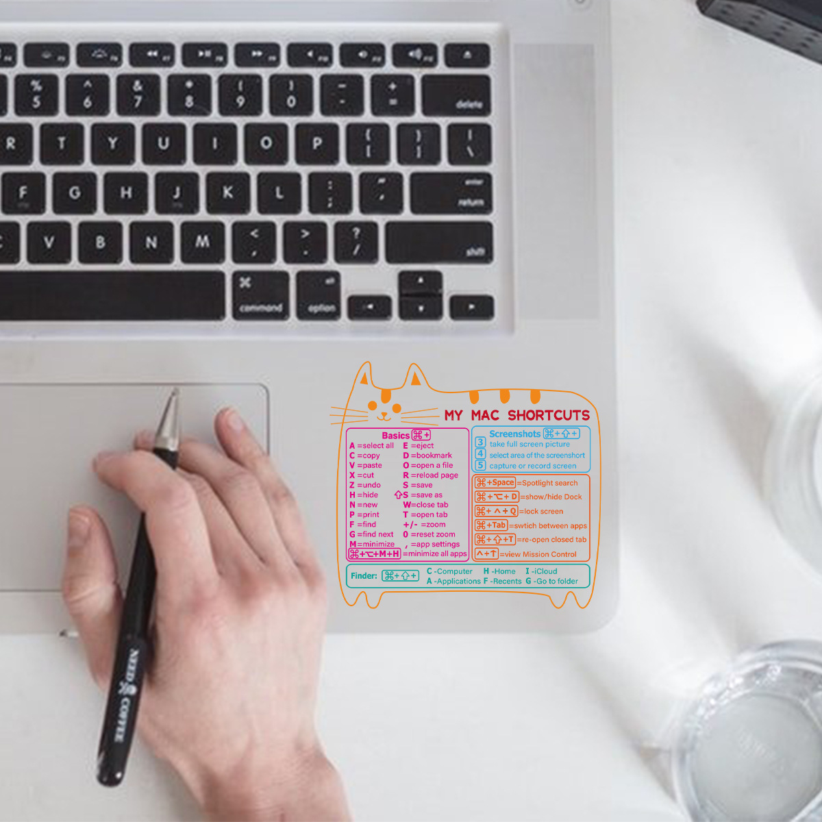 Amazon cross-border explosions for MacBook laptop keyboard shortcuts transparent cartoon sticker