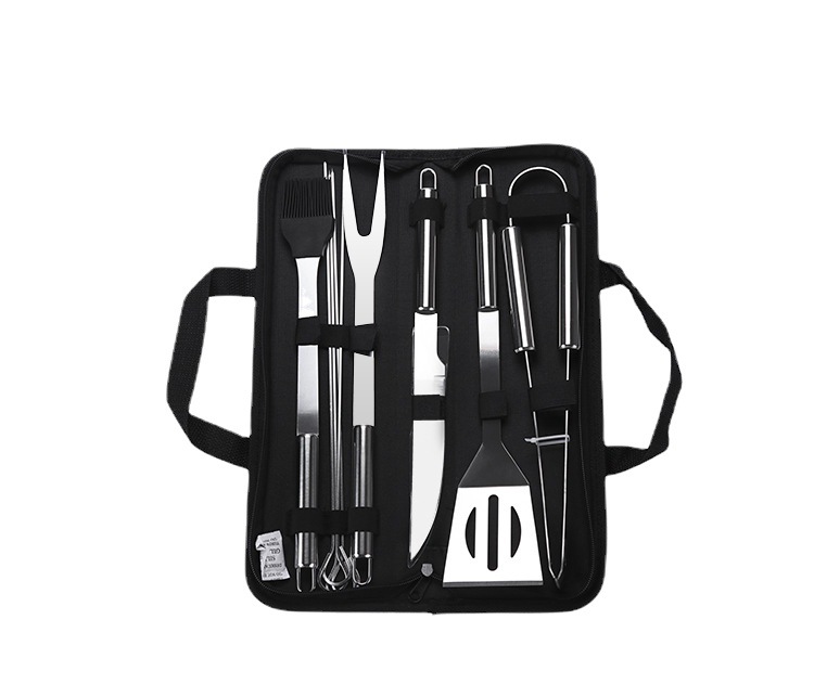 Amazon 20-piece combination set outdoor household stainless steel tube handle BBQ barbecue tool Oxford bag baking tool