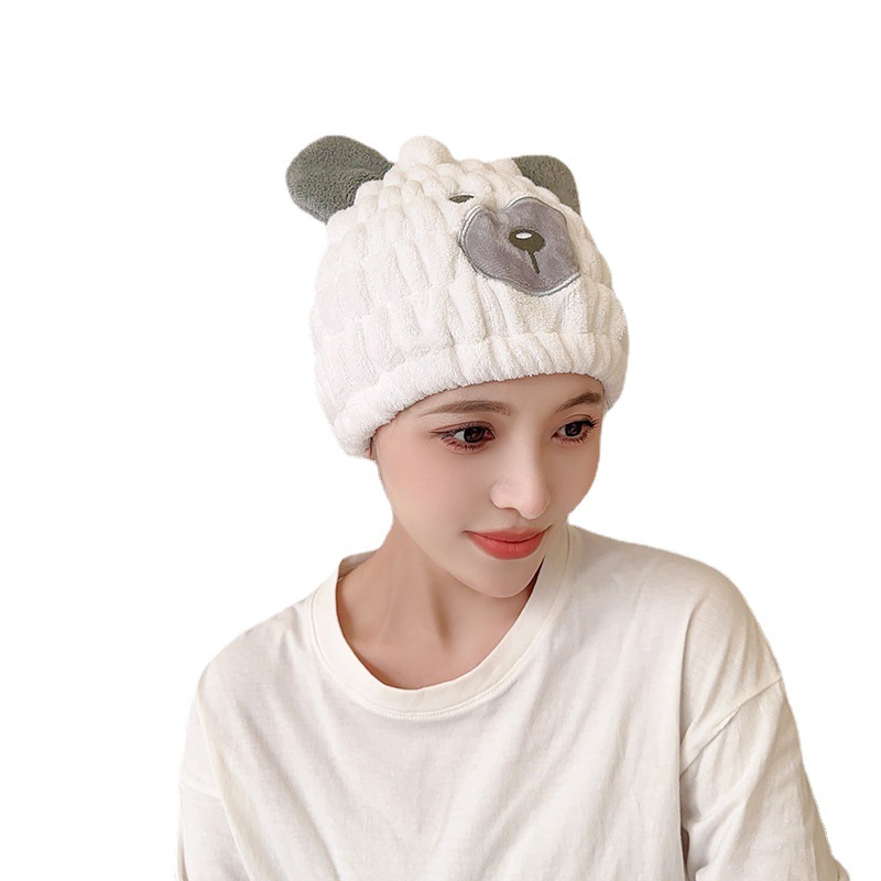 Shake the sound with cartoon embroidery rabbit ears dry hair cap female absorbent quick-drying thick adult shower cap a generation of hair