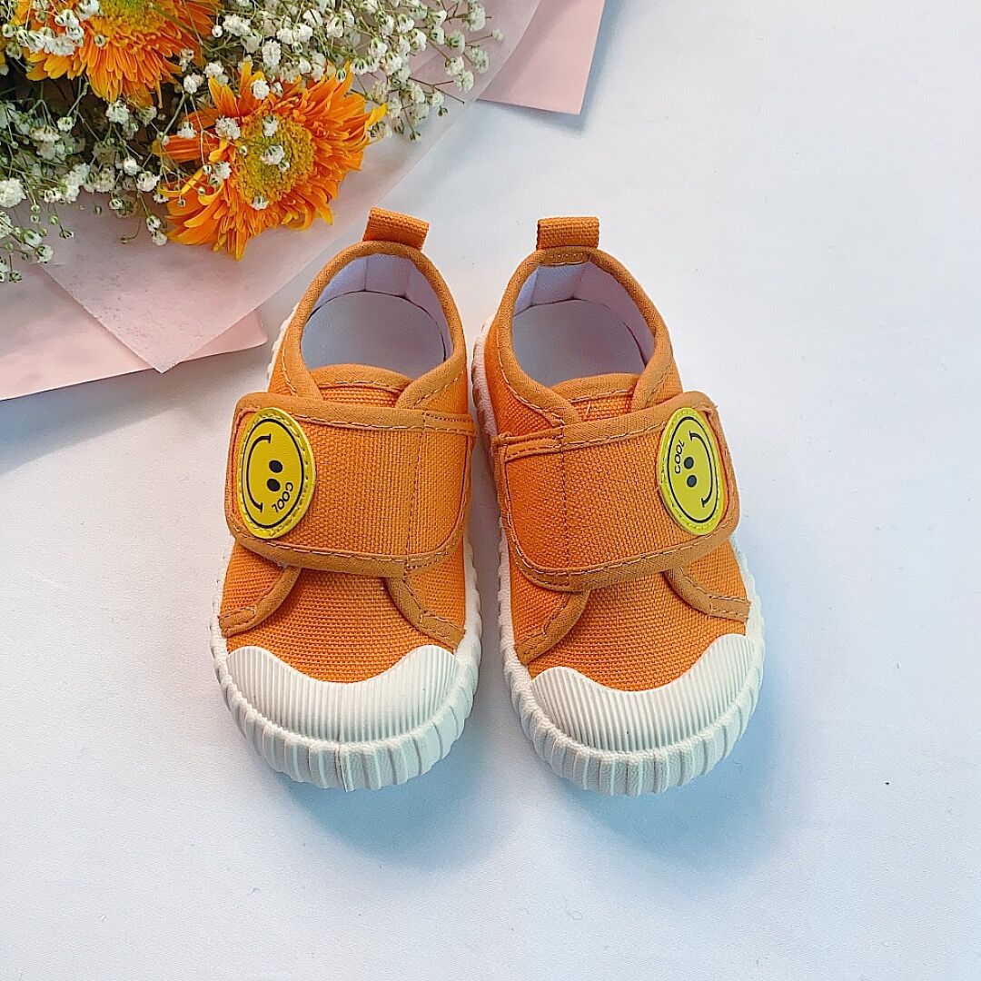 Children's Canvas Shoes Spring 2024 New Korean Style Smiley Casual Baby Shoes for Girls 0 to 5 Years Old Daily Comfort
