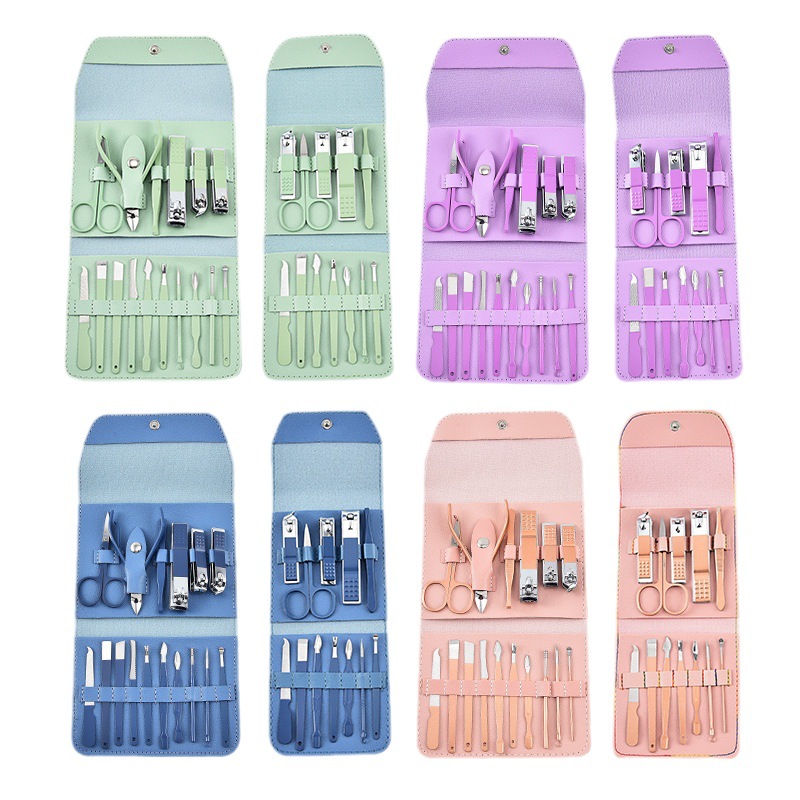 Spot nail clippers set green 16-piece nail clippers practical beauty tools manicure dead skin nail clippers wholesale
