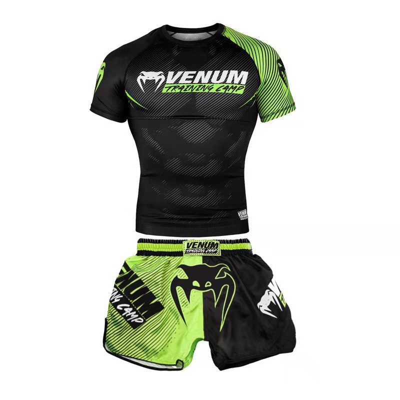 Sanda Training Clothing UFC Suit Men's Boxing Tight Quick-drying Clothes Muay Thai Fighting Short-sleeved Shorts Gym Fighting