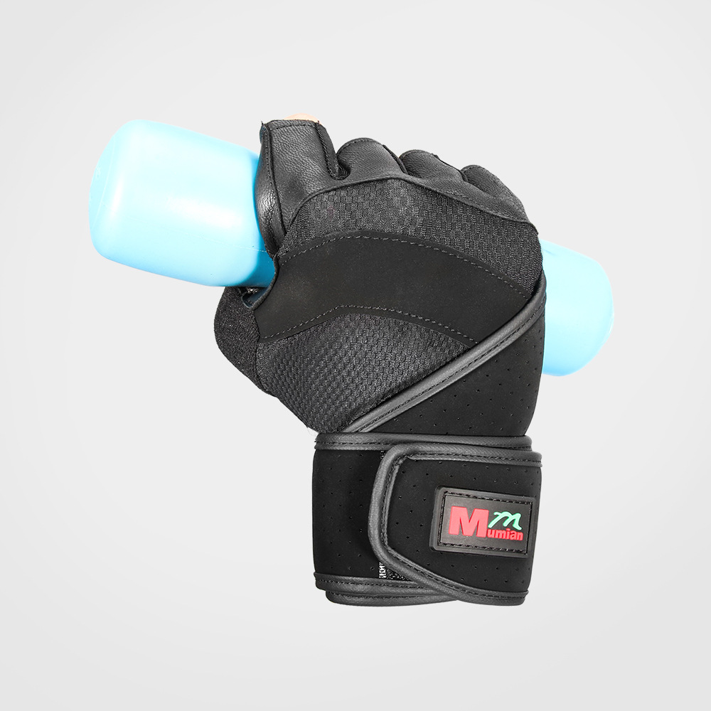 Mumian fitness half-finger gloves for men and women weightlifting dumbbell gym gloves gymnastics training wrist-wrap gloves