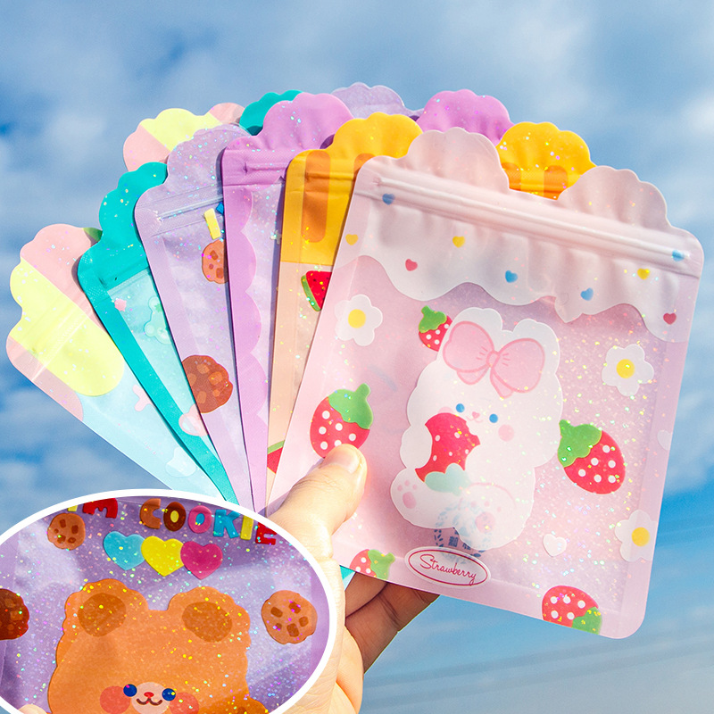Cute Cartoon snack bag self-sealing bag food packaging bag snack biscuit candy packaging bag exquisite sealed bag