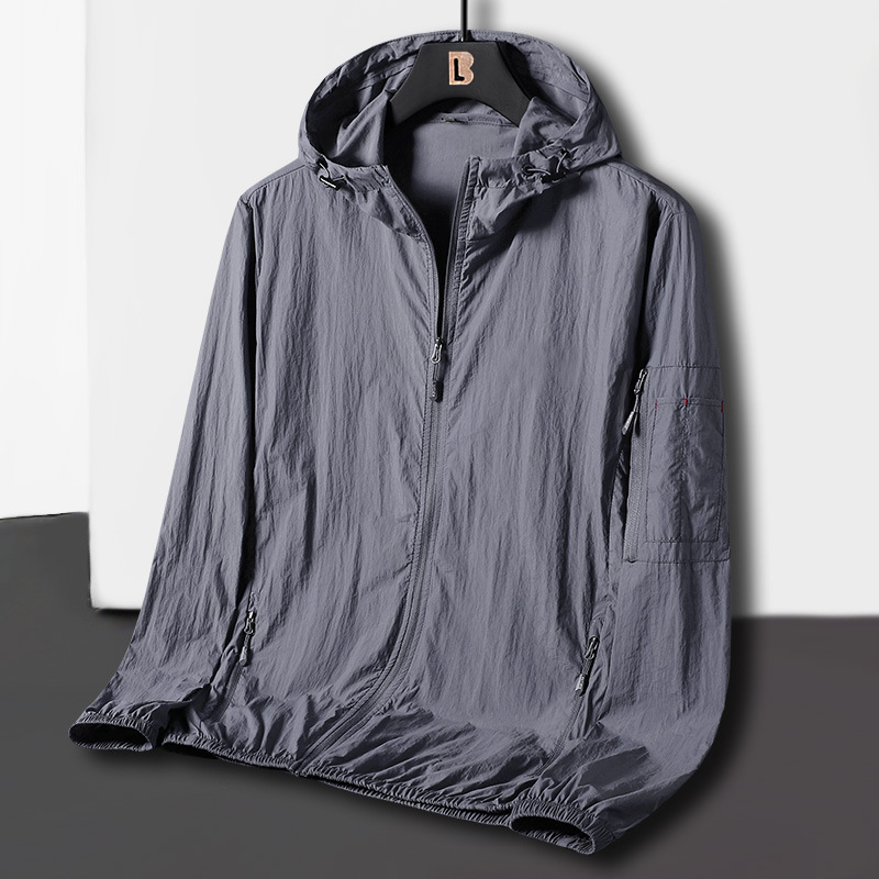 Spring and Summer New Solid Color Sun Protection Clothing Men's Outdoor Fishing Coat Coat Casual Sports Hood Quick-drying Sun Protection Clothing