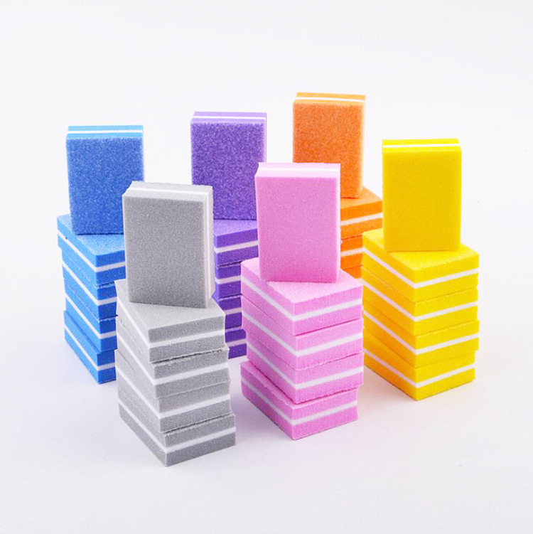 Nail art mini sponge block washable high elastic sponge nail file two-sided repair type double-sided color tofu block rub