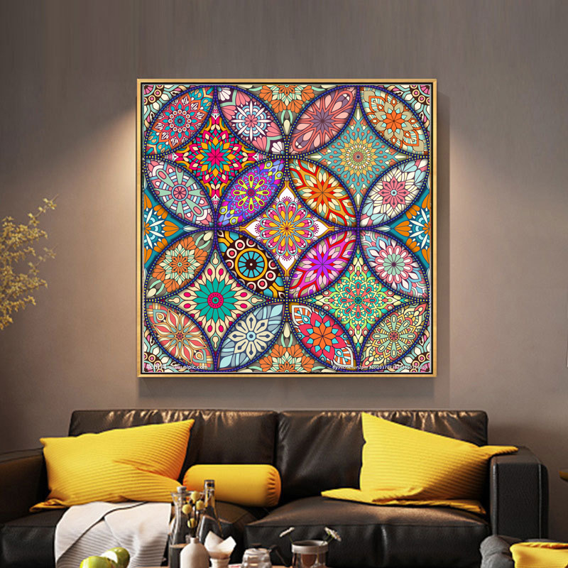 Diamond Painting Full Diamond Living Room Study Cross-stitch Point Sticking Diamond Abstract Mandala Pattern Diamond Embroidery Brick Painting Small
