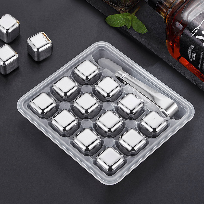 Stainless Steel Ice Food Grade Quick-Frozen Ice Wine Set Metal Ice Grain Red Wine Whiskey Ice Chilled Gift Box