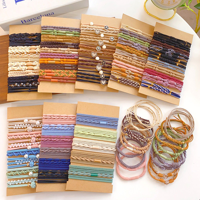 European and American Cross-border Set Headrope Simple Elegant High Elastic Ponytail Hair Rope Bracelet Hair Strap Hair Strap Hair Ring Headwear