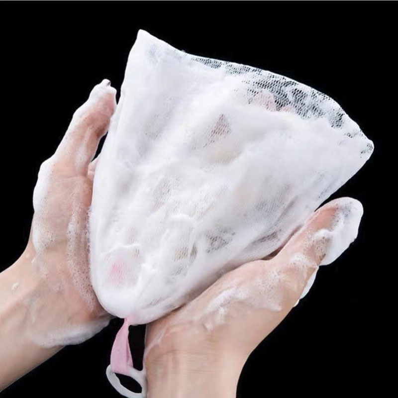 Soap bag foaming net Japanese style pull ring foaming bag cleansing whole body cleaning handmade soap bag back rubbing strip in stock wholesale