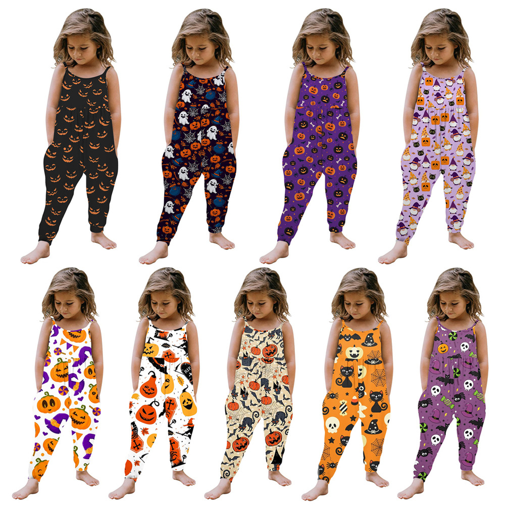 European and American summer girls' various styles sling off-the-shoulder jumpsuit romper romper children's clothing one-piece delivery ins