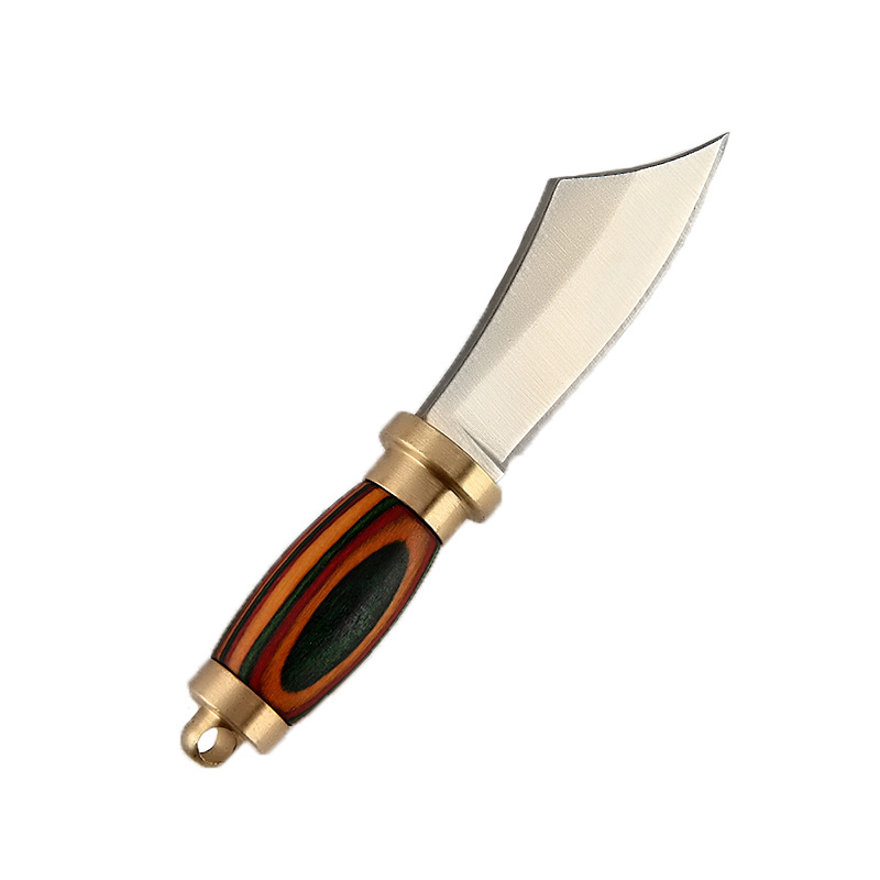 Brass Color Wood Mini Knife Sharp Small Machete Small Close Knife Carry-on Keychain Pendant Unpacking Express Unpacking Knife