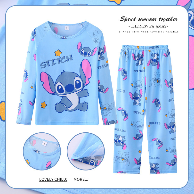 Amazon children's pajamas Spring and Autumn long-sleeved girl suit cartoon cute girl baby homewear can be worn outside