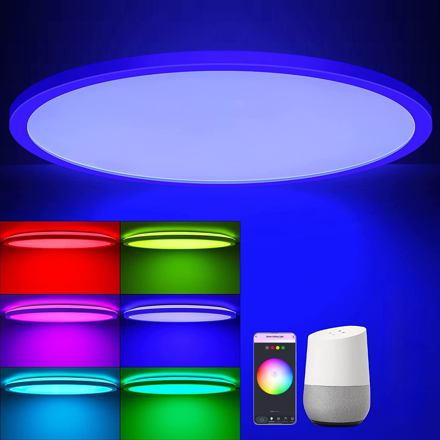Homekit Smart Wifi Ceiling Lamp APP Sweep Code Direct Connection Remote Alexa Voice Control Timing Switch 24W
