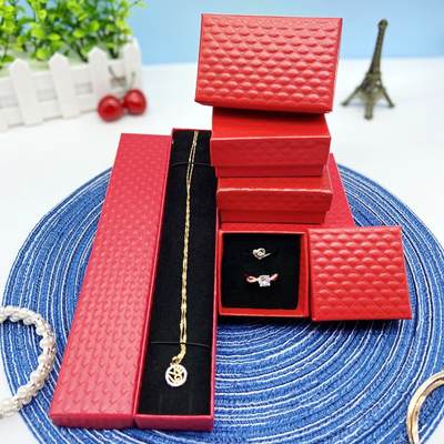 Special offer 5*5 diamond pattern ring box suit 5*8 jewelry box 7*7 bracelet box long box cowhide 9*9 packaging suspension box