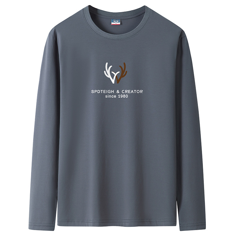 Men's Long-sleeved T-shirt 2023 New Men's Spring and Autumn Clothes Round Neck Cotton Student Base Shirt Loose Large Size Top