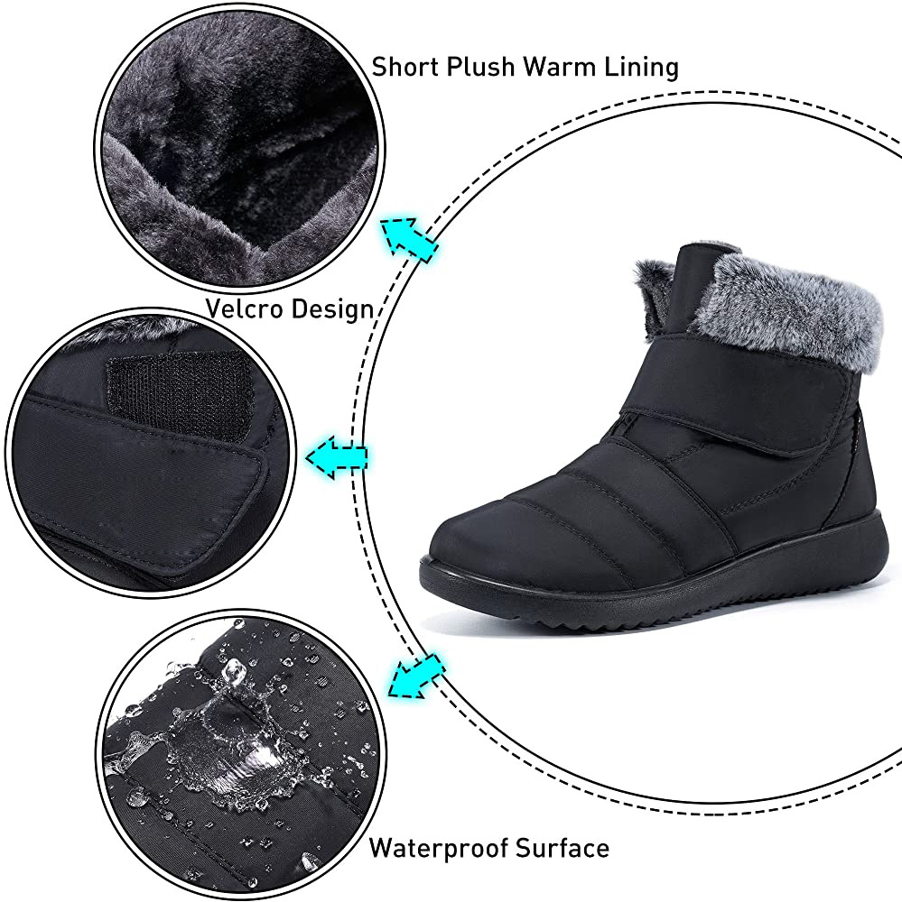 Fall/Winter 2023 New Cross-border Snow Boots Women's Medium Thick Plush Waterproof Cotton Shoes Velcro Cotton Boots Large Size 43