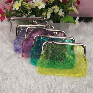 New transparent gold powder coin purse 4 inch bank card key wallet coin gift bag headset mouth red envelope
