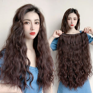 Wig Women's Long Curly Hair U-shaped Big Wave Fluffy Corn Perm Long Hair One-piece Invisible Wool Roll Wig