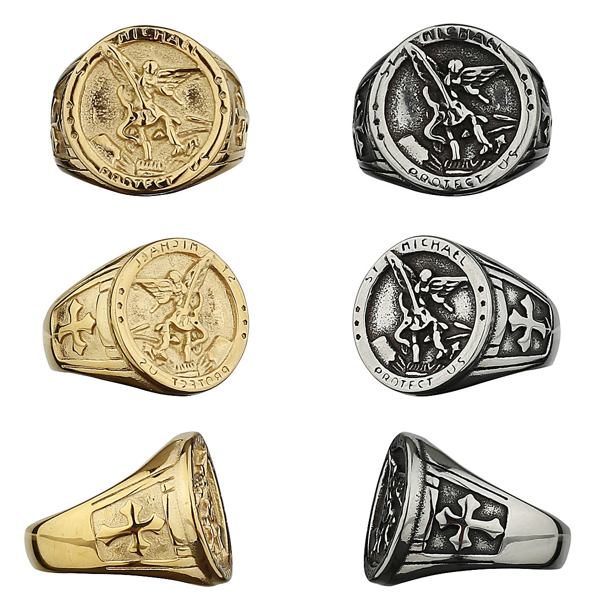 European and American Ancient Greek Mythology Jihad Angel Titanium Steel Ring Men's Religious Fashion Stainless Steel Ring Jewelry