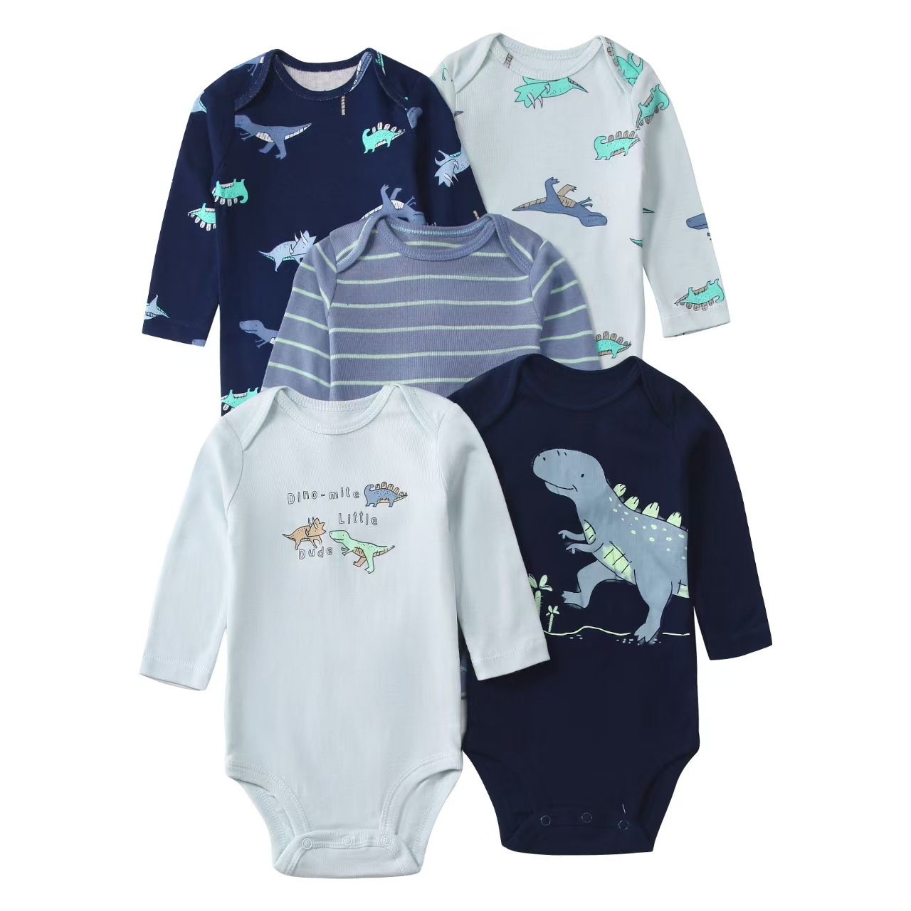 Foreign trade children's clothing Spring and Autumn new infant long-sleeved triangle romper romper five-piece baby jumpsuit cross-border delivery