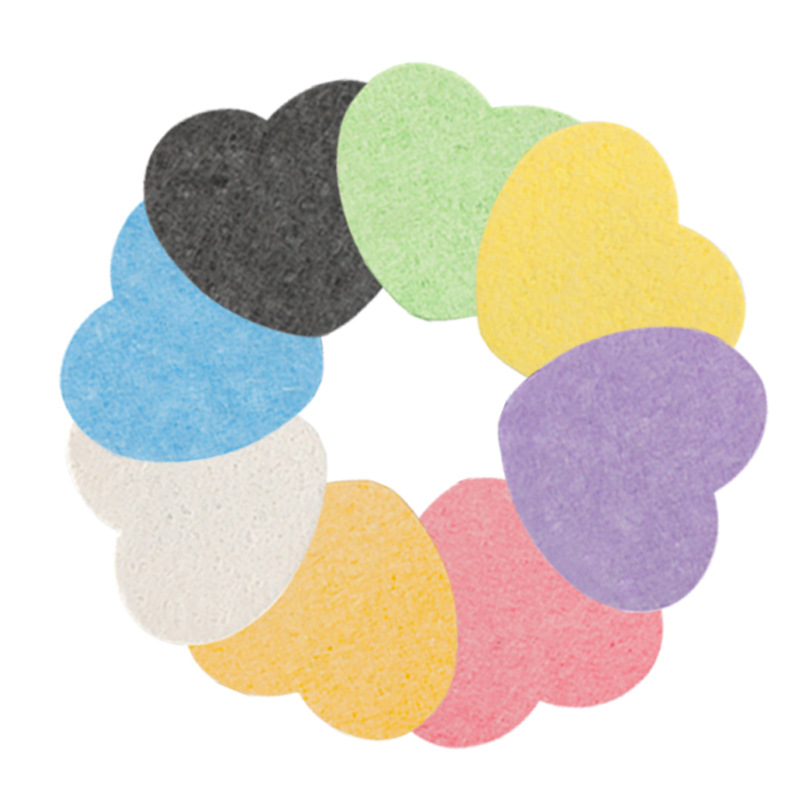 Cross-border exclusive for cleaning wood pulp cotton face wash makeup remover disposable face wash sponge multi-color heart-shaped compression face wash