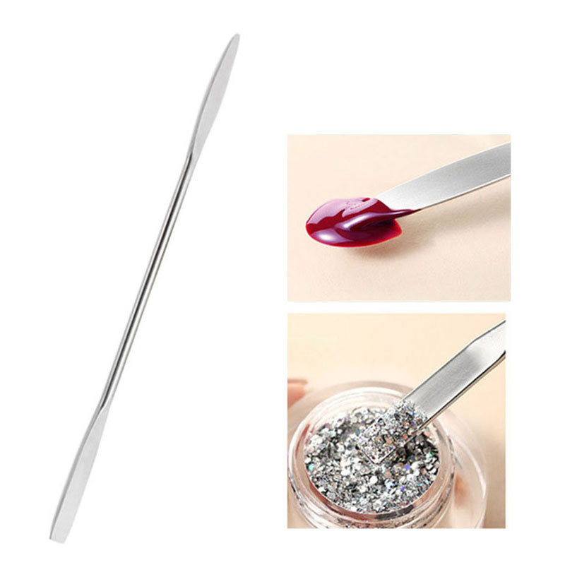 in stock wholesale stainless steel palette stick foundation shovel palette spatula double head glue tool scraper painting stirring rod