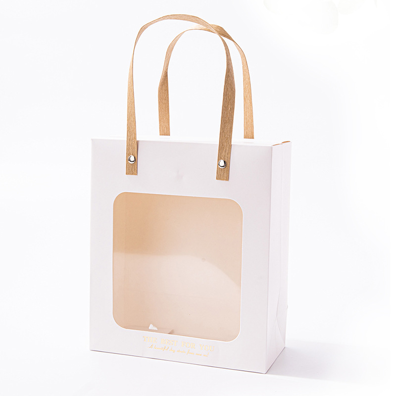 Spot gift bag transparent window paper bag girlfriends birthday gift packaging wedding gift box companion gift box wholesale