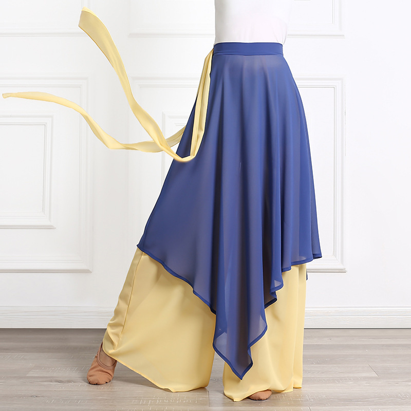 Chinese dance pants women's loose elegant chiffon culottes classical dance performance clothing modern dance practice wide-leg pants