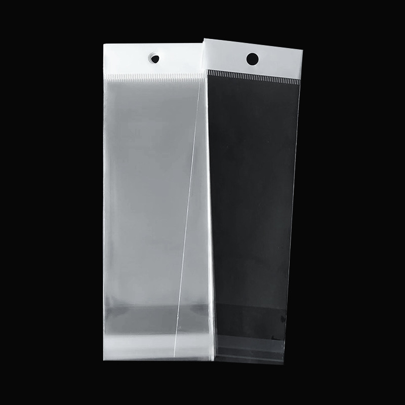 Card head hanging hole OPP bag self-adhesive bag white sealing bag hook jewelry plastic packaging bag transparent wholesale