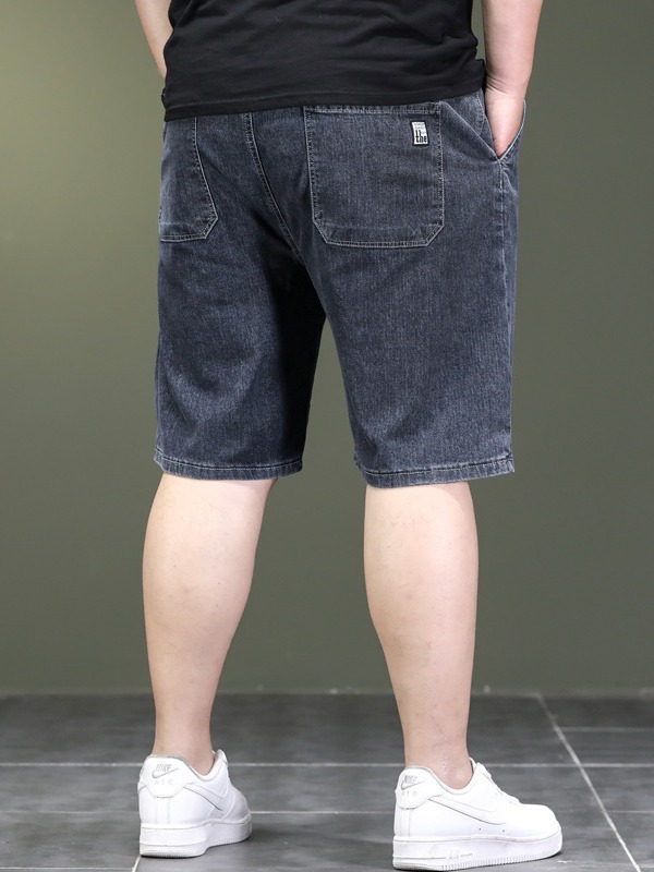 Large Size Men's Spring Waist Summer Thin Five-point Pants Men's Plus Size Large Size Loose Straight Five-point Denim Pants