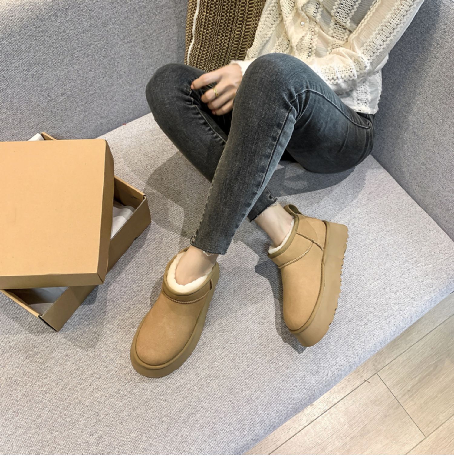 Snow Boots women's platform thick-soled outer wear 2023 Winter new fur integrated waterproof non-slip warm cotton shoes_voghion.com