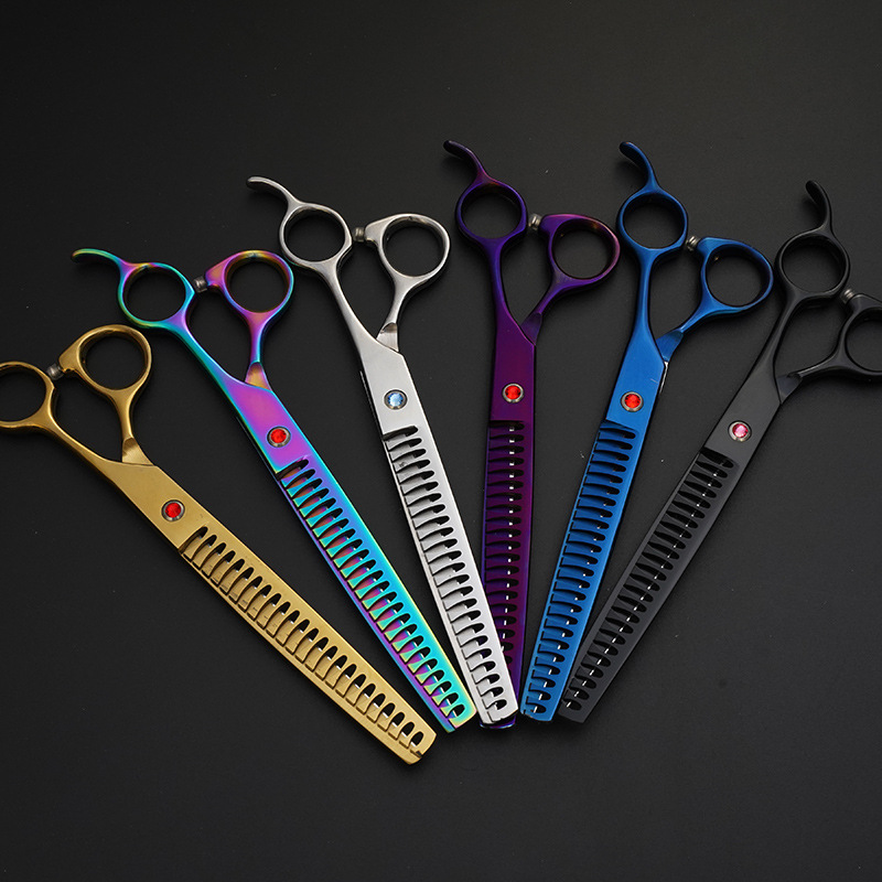 Factory wholesale pet beauty scissors 7.5 inch fish bone scissors tooth scissors fluffy scissors professional supplies pet scissors