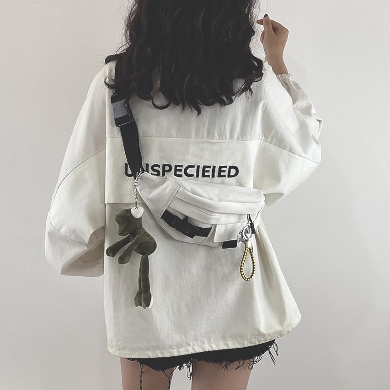 2021 New Style Bag Internet Famous ins Japanese-style Harajuku Tooling Chest Bag Women's Korean-style Student Canvas Crossbody Waist Bag Trendy