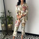 Amazon in stock foreign trade women's suit 2024 New shirt cropped pants fashion floral print two-piece set