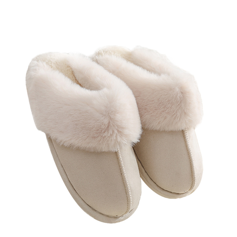 Strict selection of cross-border cotton slippers women's autumn and winter home plush home couples warm men's non-slip wool wholesale foreign trade