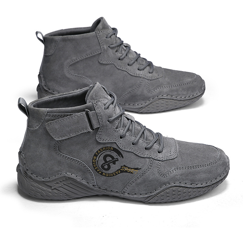 Autumn new men's casual high-top shoes Korean style breathable daily octopus peas shoes fleece-lined warm cotton shoes fashion