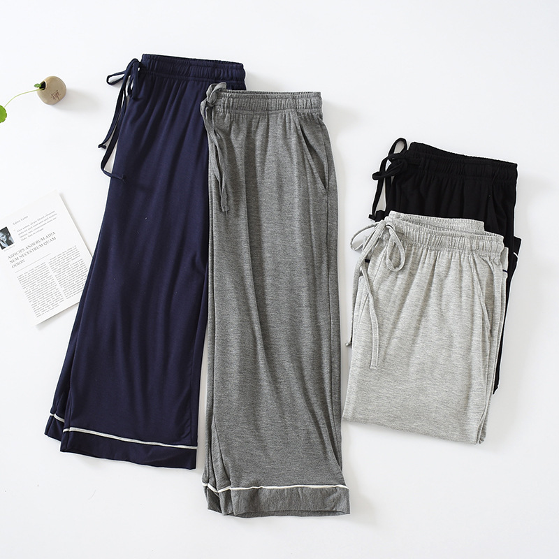 Men's Modal Capri Pants Pajama Pants Summer Large Size Elastic Home Pants Thin Loose Sports Pajama Pants Air Conditioning Pants