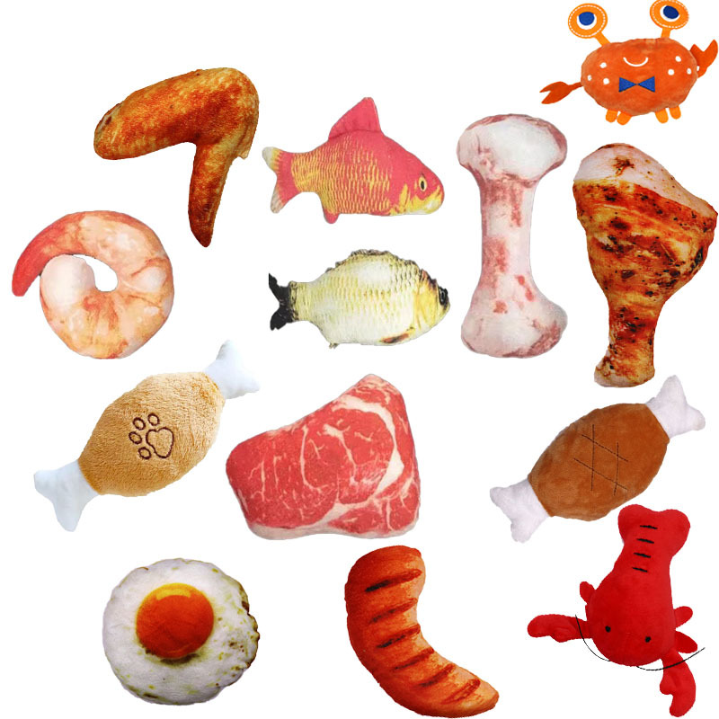 Pet supplies cross-border variety of fruits and vegetables meat cats dogs grinding teeth cats and dogs bite resistant toys plush toys