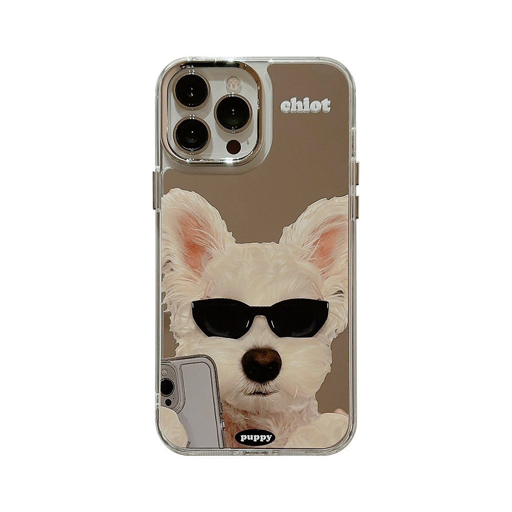 Suitable for Apple 14pro mobile phone case max sunglasses dog iphone15 all-inclusive 13 cool personality 11 mirror 12