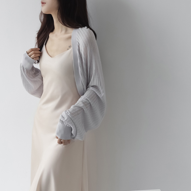 MZOMXO mulberry silk knitted cardigan for women 2024 Summer new batwing sleeve design sunscreen shawl for women