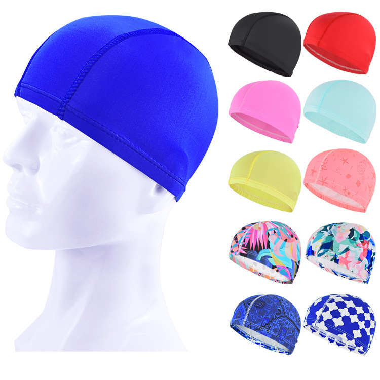 Wholesale high elastic five-line nylon swimming cap cardboard independent men's and women's head breathable swimming cap adult cloth cap