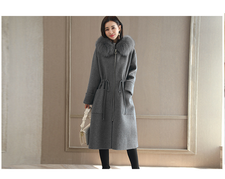 2022 Autumn and Winter New Cross-border Explosive Single Thickened Woolen Women's Coat Long Amazon Woolen Collar Coat wish