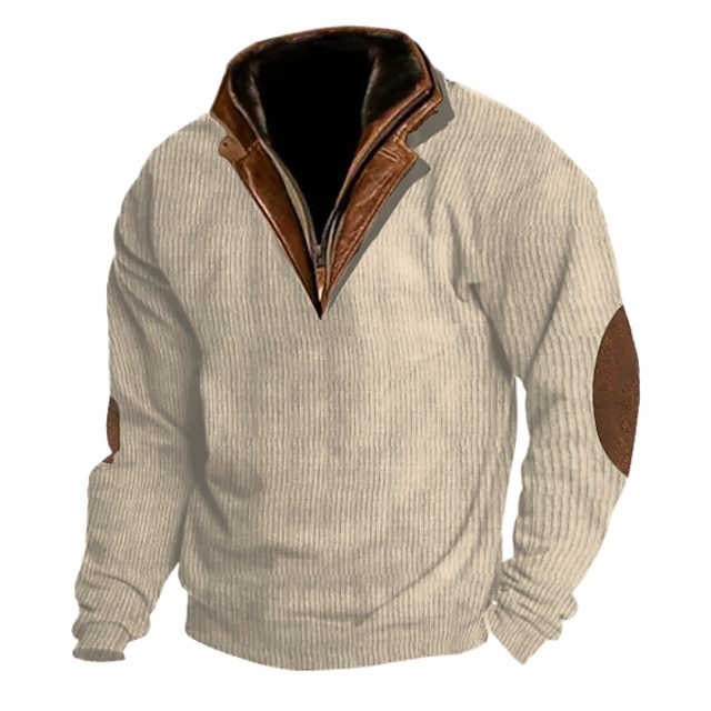 European and American cross-border stand collar men's sweater autumn and winter warm loose solid color outdoor warm breathable tactical men's top