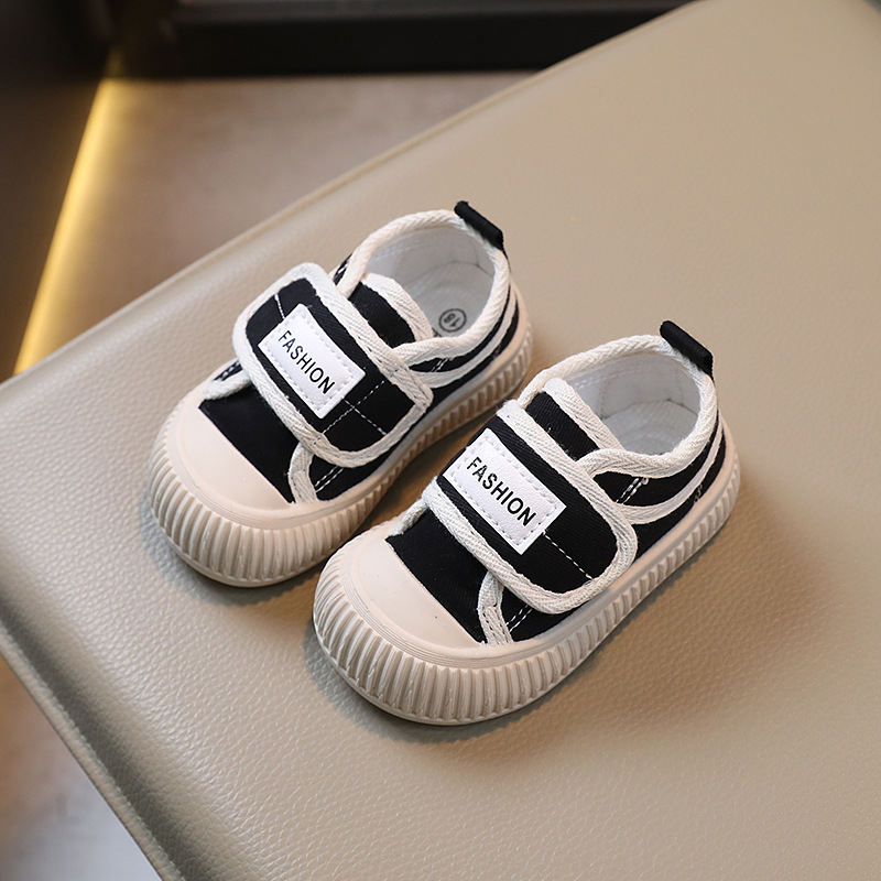 2023 spring and autumn children's canvas shoes boys' casual shoes shell head girls' biscuit shoes soft bottom baby shoes