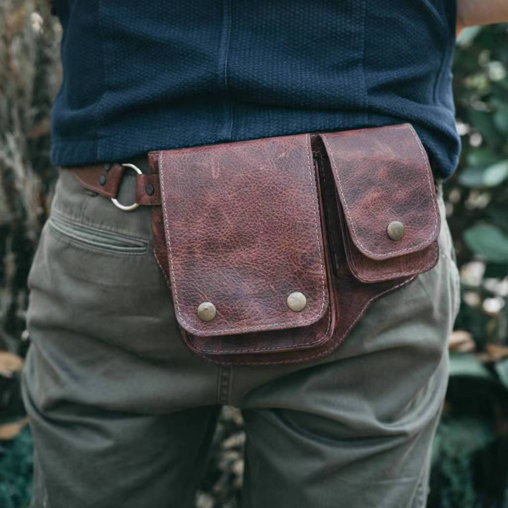 European and American retro strap belt shoulder bag men's and women's outdoor sports adjustable zipper mobile phone bag wish cross-border supply