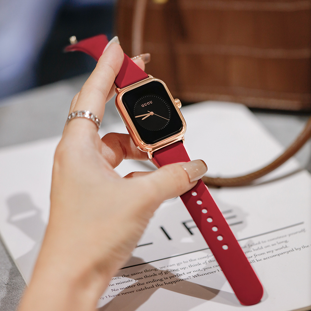 Red with black gold frame (silicone band)