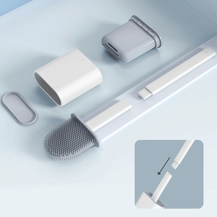 Cross-border Hot-selling Soft Rubber Toilet Brush No Dead Angle Wall-mounted Detachable Handle Household Toilet Cleaning Brush Set