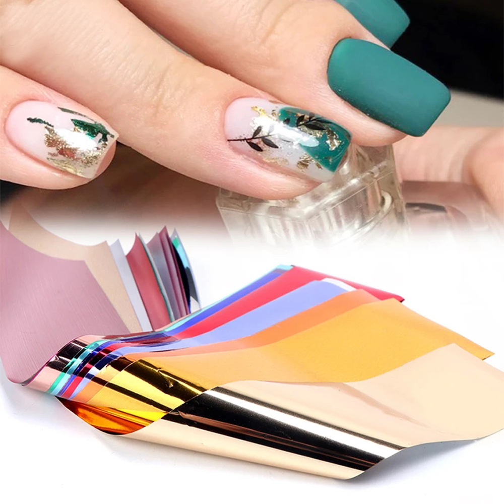 Cross-border New Nail Model Sticker Set 14 Color Gold Laser Space Metal Color Nail Sticker Set